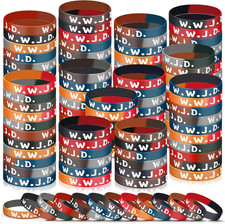 24 Pcs WWJD Rubber Bracelets Colorful What Would Jesus Do Silicone Wristbands fo