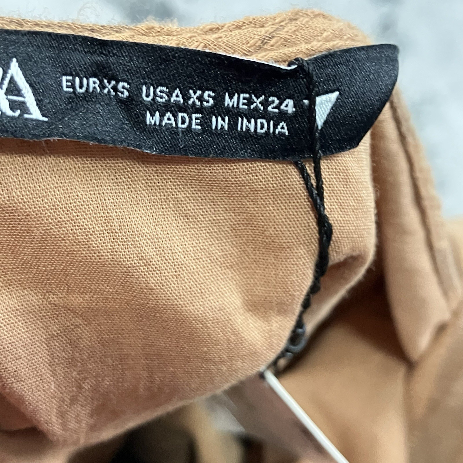 Zara One Shoulder Top NWT Striped Brown Tie Waist Beaded Sleeve Womens Sz XS thumbnail 6