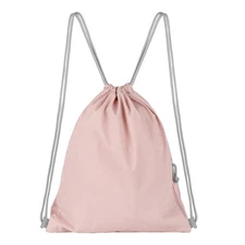 Drawstring Backpack Sports Gym Bag Swim Bag With Zipper Pocket (Pink)
