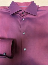 Eton Blue/Burgundy Mini Dot Signature Twill Contemporary Fit Spread Collar Shirt
