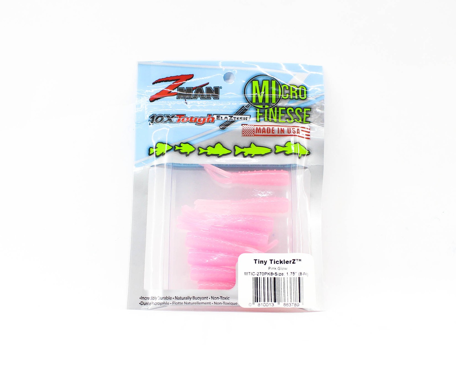 Zman Soft Lure Tiny TicklerZ 1.75 Inch 8/Pack Pink Glow (3789)