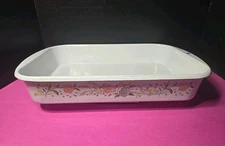1984 Temptation Enamelware Large Roasting Pan Gailstyn Sutton Lasagna Floral VTG