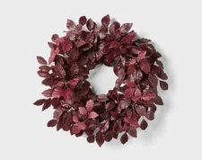 Threshold Dark Burgundy Fall Autumn Themed 26" Artificial Leaf Indoor Wreath