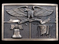 SA03117 NOS VINTAGE 1976  AMERICAN HERITAGE  BICENTENNIAL BRASSTONE BUCKLE