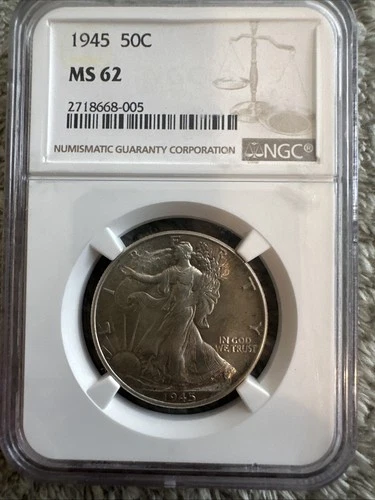 1945 Walking Liberty Half Dollar NGC Graded MS62 Silver Coin US