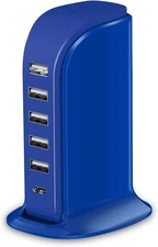 USB Charging Station Upoy, 6 Ports Charging Blocks, USB Power Hub with C Port