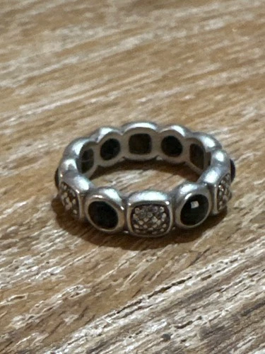 Vintage David Yurman Sterling  Silver  Stone & Diamond   Eternity Band Ring .6.