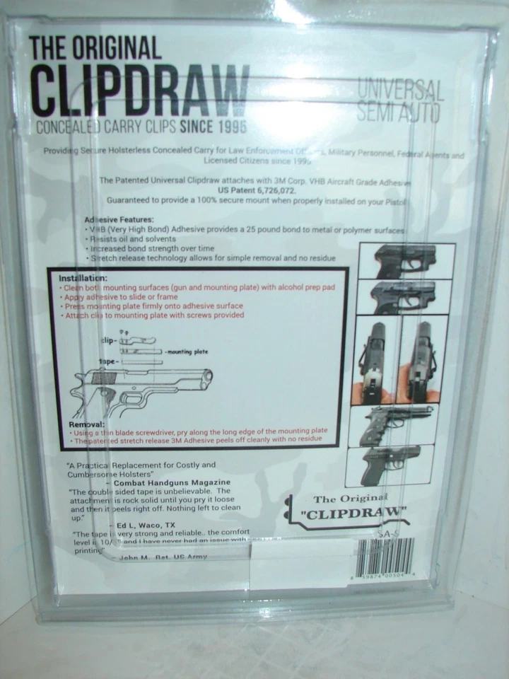 * Clip de cinturón universal semiautomático CLIPDRAW oculto IWB para semiautomáticos Foto 2 de 2