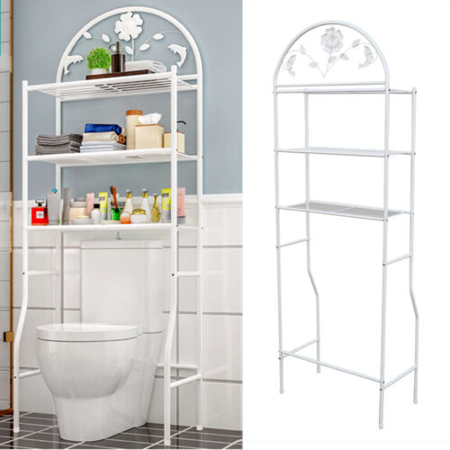 3-Tier Over The Toilet Metal Storage Rack Bathroom Organizer Shelf Space Saver