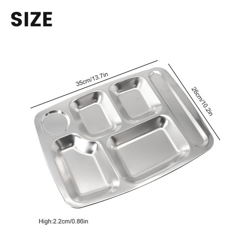 BPA Stainless Steel Divided Lunch Plate with Balanced Portion Sections - Picture 15 of 15
