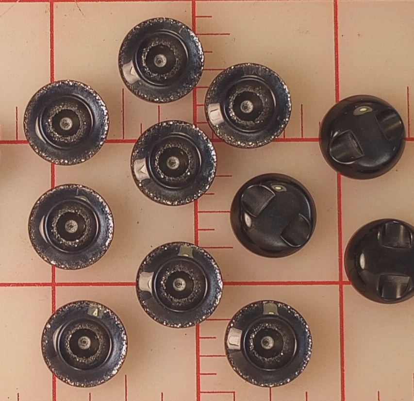 15 botones finos de caña italiana de 5/8" denim oscuro efecto brillo y piedra lunar Foto 2 de 3