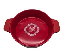 Temp-tations Red Doodle Doo Baking Round Dish with Grips 2qt Rooster NWOB