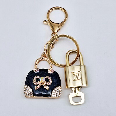 LV Authentic Gold Padlock   Key Set w/ Unbranded Keychain Charm