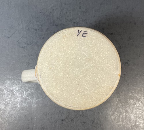 Art Pottery Soup Mug Coffee Cup Gray Blueberry Leaf Green Interior Hand Thrown - Picture 6 of 10