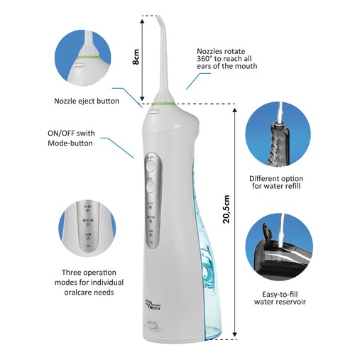 Irrigatore dentale wireless Promedix IPX7 bianco PR-770W - Foto 6 di 7