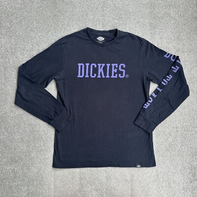 DICKIES Herren T-Shirt Langarm Gr. S Regular Fit Classic Logo 17207 Blau