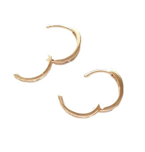 Solid 9ct Gold Diamond Huggie Hoop Earrings. Illusion Setting. 12x13mm. 9K. - Picture 12 of 12