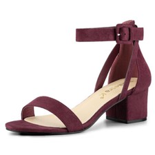 Allegra K Women's Ankle Strap Block Low Heel Sandal
