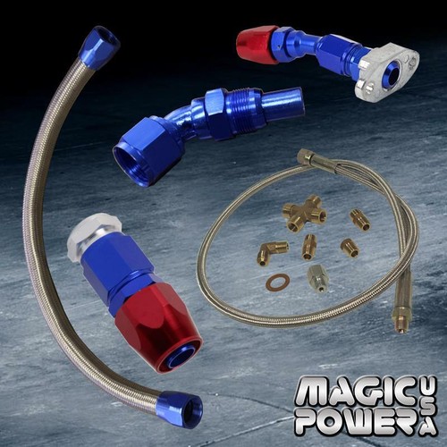 T3/T4 T04E Turbo Charger Oil Drain & Oil Feed Line Complete Kit For