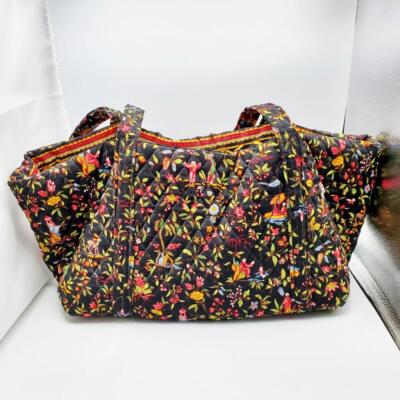16” Vera Bradley Ming Asian Print Handbag Tote Black and Gold