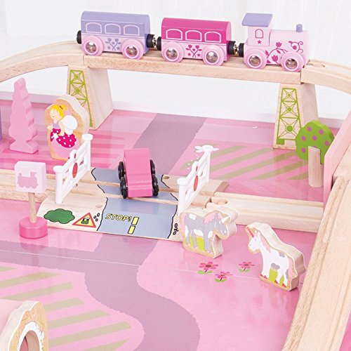 pink wooden train table