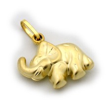 Pendant Elephant Sculpted 3D Matte 333 Gold Yellow Gold Unisex 8 Karat Gift