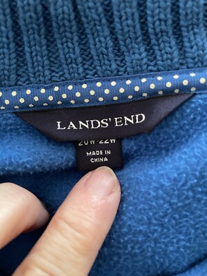Women's Lands End Fleece Full Zip Royal Blue Jacket Size 2X (20w