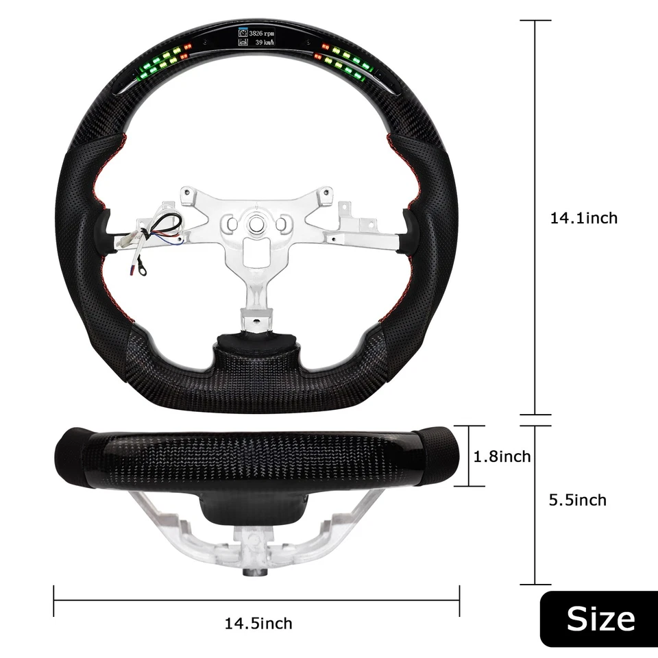 LED 真碳纤维方向盘适用于雪佛兰 Corvette 2006 - 2011C6 Z06 ZR1 — 第 2/4 张图片