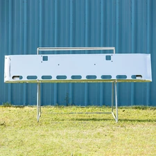 Kenworth W900 L / B Front Chrome Bumper - 18" Rolled Ends, Oval Light Cutout Row