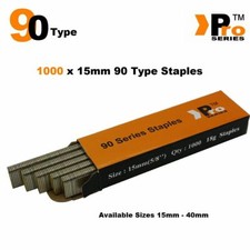 90 Type Staples: Size 15mm x 1000 (for Staplers Paslode, Dewalt, t3, Pro Series)