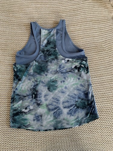 Athleta Girl Perfect Pair Tank Girls Size M/8-10 Blue Camo - Picture 5 of 6