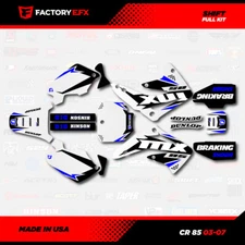 White & Blue Shift Racing Graphics Kit fits Honda Cr85 03-07 CR 85 Decal