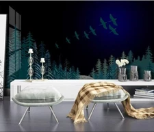 3D Night Woods Bird G9889 Wallpaper Wall Murals Removable Self-adhesive Honey