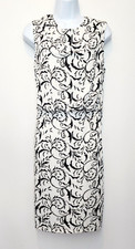 Scarlett Rhinestone Blouson Dress Sleeveless White w/Black Peep Back 14 X-LARGE