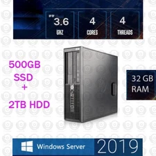 HP elite QUAD CORE 32GB RAM 500GB SSD + 2TB Windows server 2019