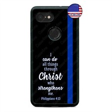 Google Pixel 3 3XL 2XL Police Thin Blue Line Christian Bible Verse Case Cover