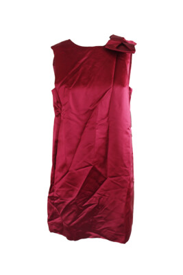 Tahari Asl Petite Red Sleeveless Satin Shoulder Bow Shift Dress 8P