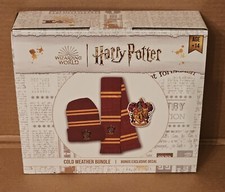 NEW Harry Potter Knit Hat, Scarf,  Decal Gryffindor Hogwarts Winter Beanie Set
