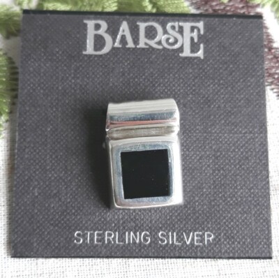Vintage Barse 925 Sterling Silber Onix Anhänger 