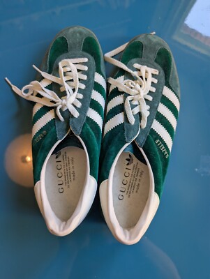 Adidas Gazelle X Gucci Green Suede Trainers, UK UK