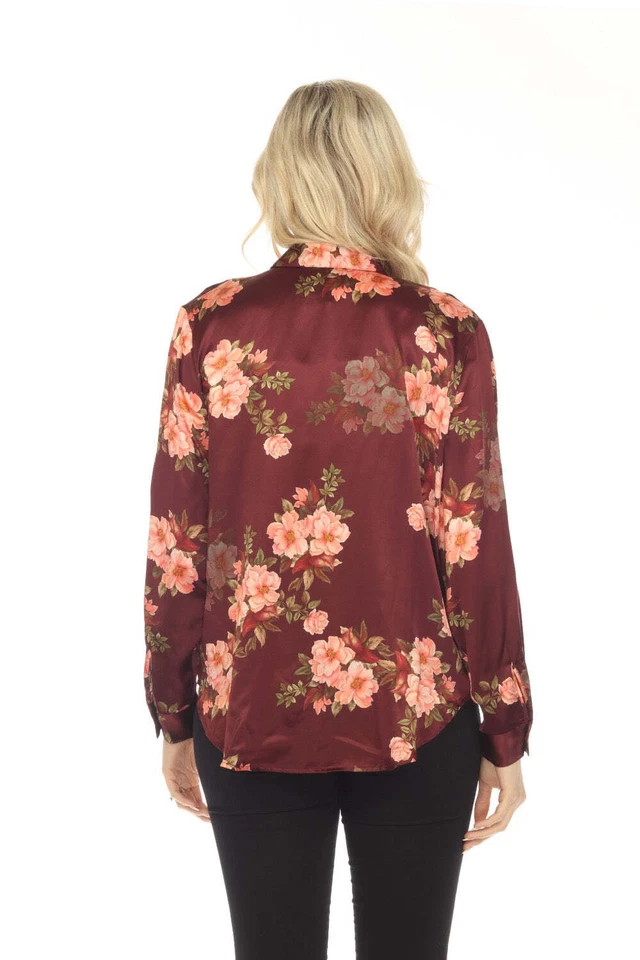 Johnny Was Love Amanza Winona 真丝花卉纽扣衬衫波西米亚时尚 L14323 — 第 3/4 张图片