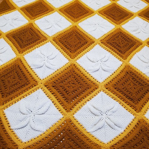 Arlequín retro afgano abuela tejida a mano vintage ombre hoja levantada 64" ¡Impresionante! - Imagen 11 de 24