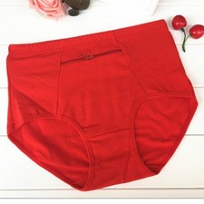 Lady Cotton Briefs Underwears Elastic High Waist with Hidden Pocket Panties Soft