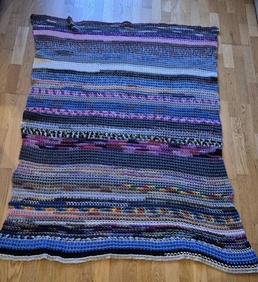 Bunte Kuscheldecke Patchwork Sockenwolle 120x160 Cm Waffelmuster Handmade