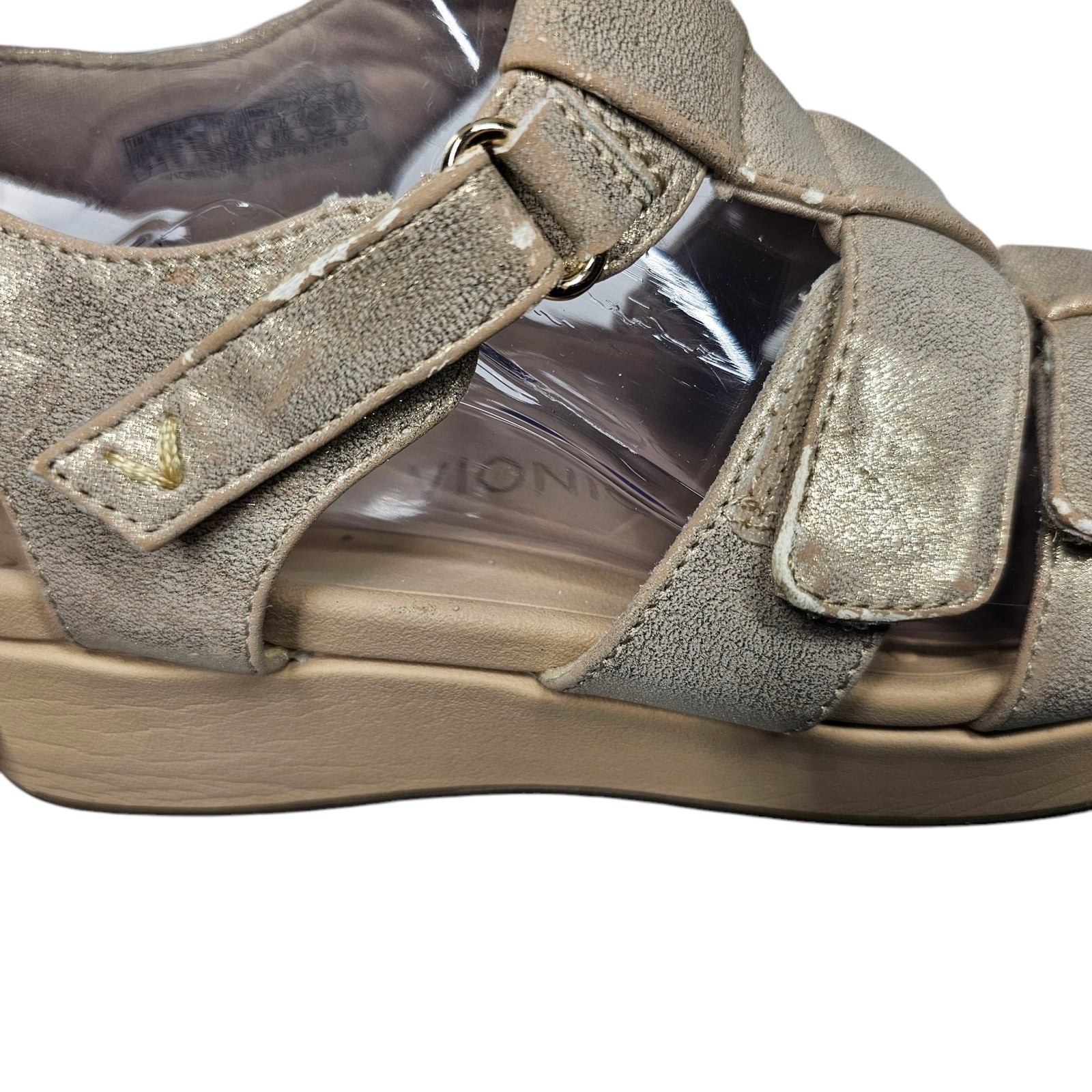 VIONIC Tami Backstrap Platform Wedge Metallic San… - image 8