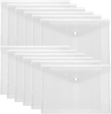 File Folders,12 Packs Plastic Envelopes Clear A5 Letter Size Waterproof Poly Env
