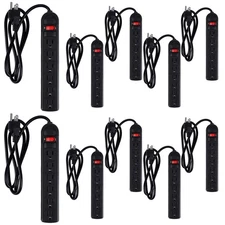 10 Pcs Power Strip Bulk 6 Outlet Surge Protector Power Cord Electrical Extens