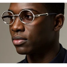 Eyeglasses Silver Metal Frame Clear Tinted Lens Buffs Cholo Style Diamond Style