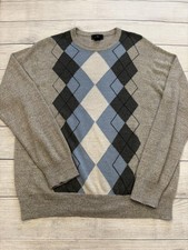 Dockers Sweater Mens Large Gray Argyle Crewneck Pullover Acrylic Knit Casual