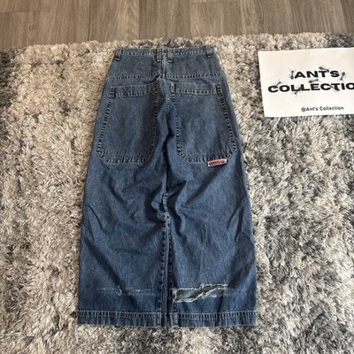 Vintage 90 s Jnco Minesweeper Embroidered Blue Denim Jeans Men s Size 34x30 RARE
